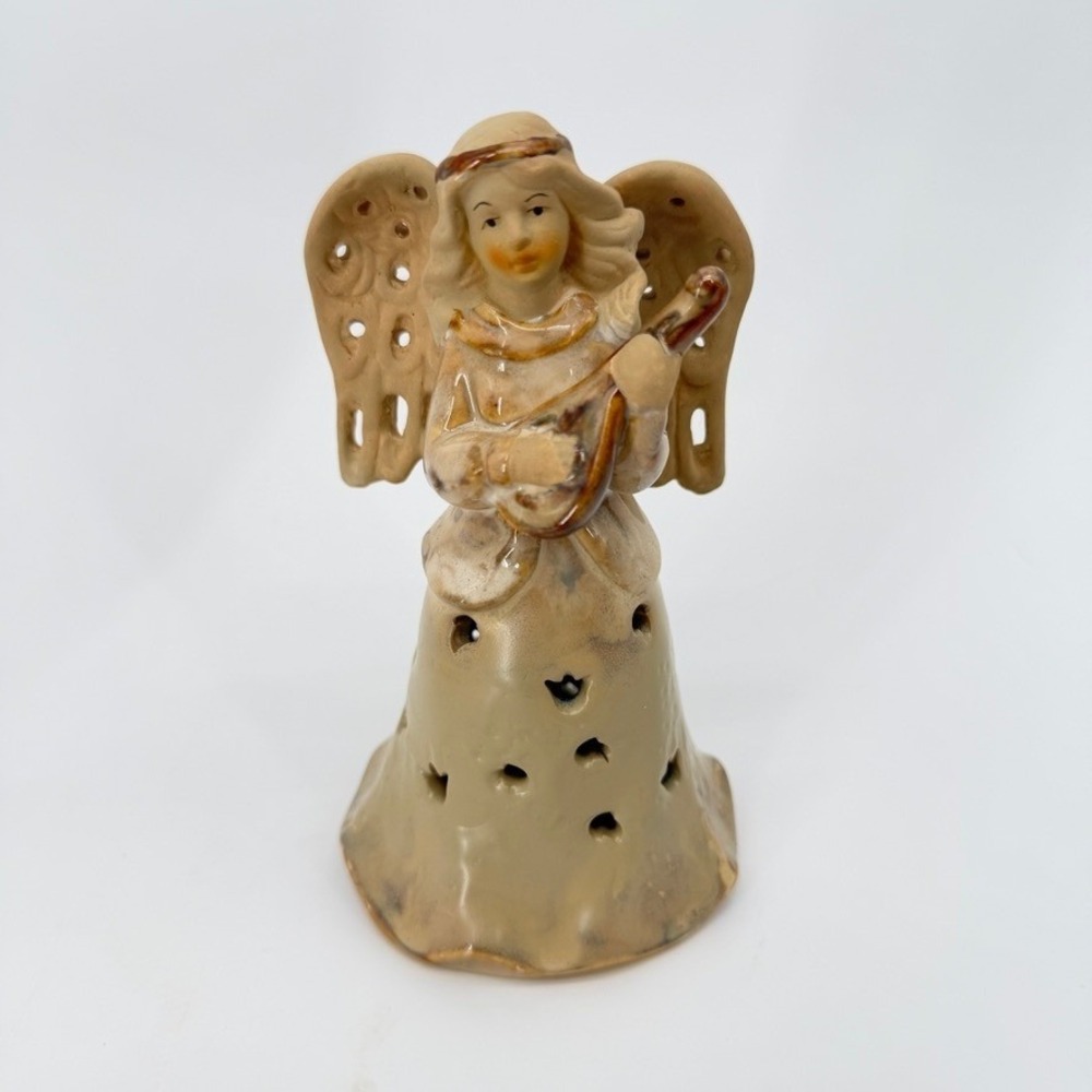 Ceramic Angel Figurine Bell Christmas Holiday Elegant Decor